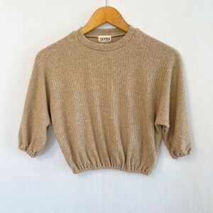 SEVIIN Girls Size 5T Tan Ribbed Lightweight Crewneck Sweater